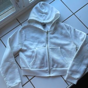 White cropped zip up